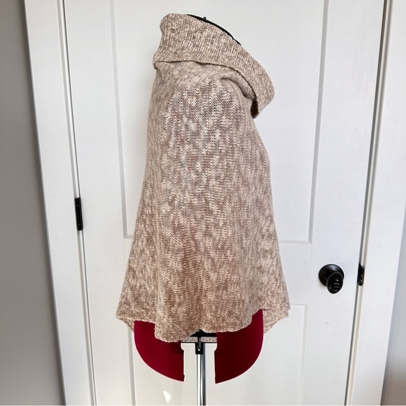 Eileen Fisher Natural Funnel Neck Poncho Organic Cotton Alpaca Lagenlook Oatmeal - Picture 4 of 8